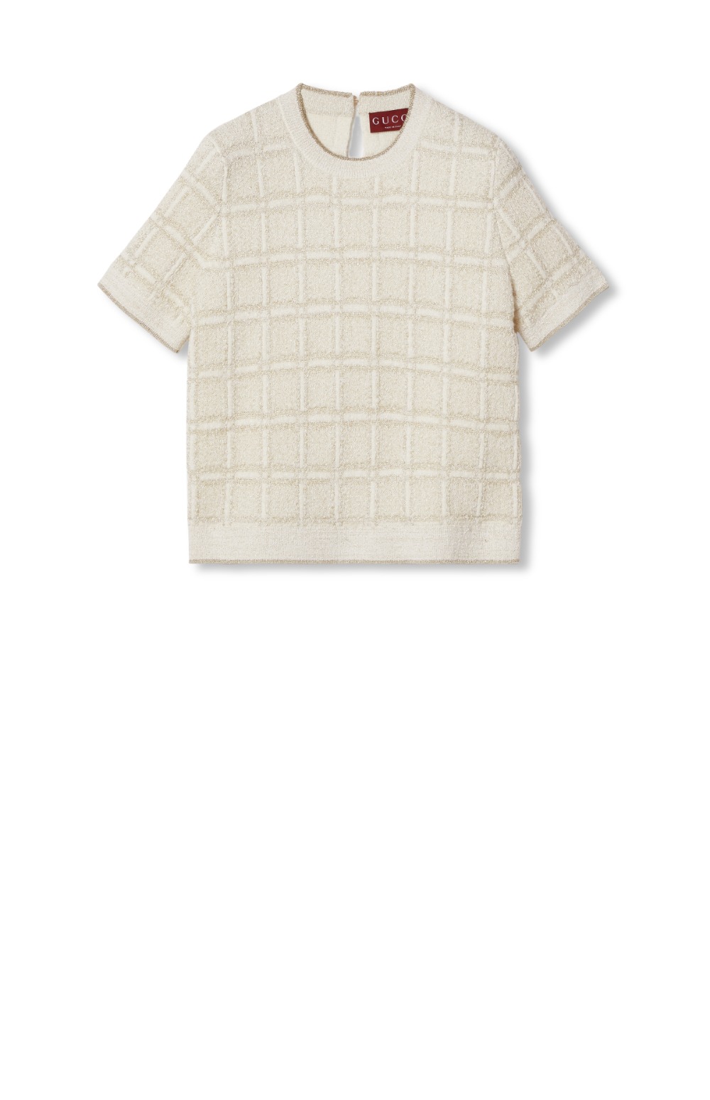 구찌 울 및 라메 체크 자카드 탑