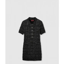 구찌 울 및 라메 체크 자카드 드레스