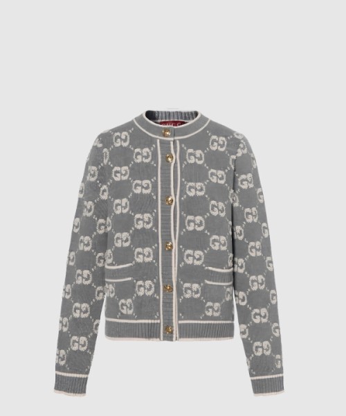 구찌 GG 울 부클레 자카드 가디건