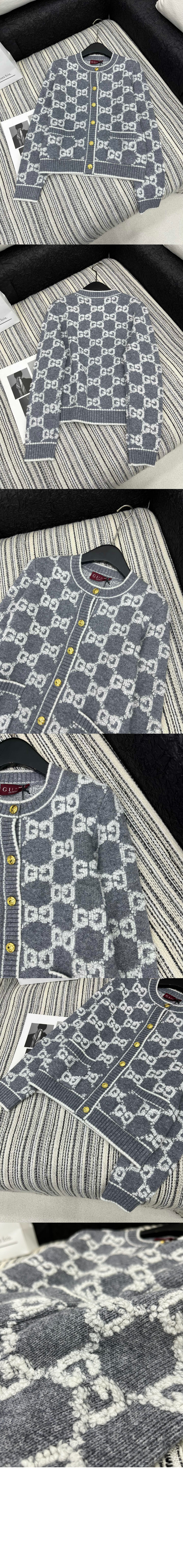 구찌 GG 울 부클레 자카드 가디건