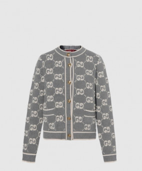 구찌 GG 울 부클레 자카드 가디건