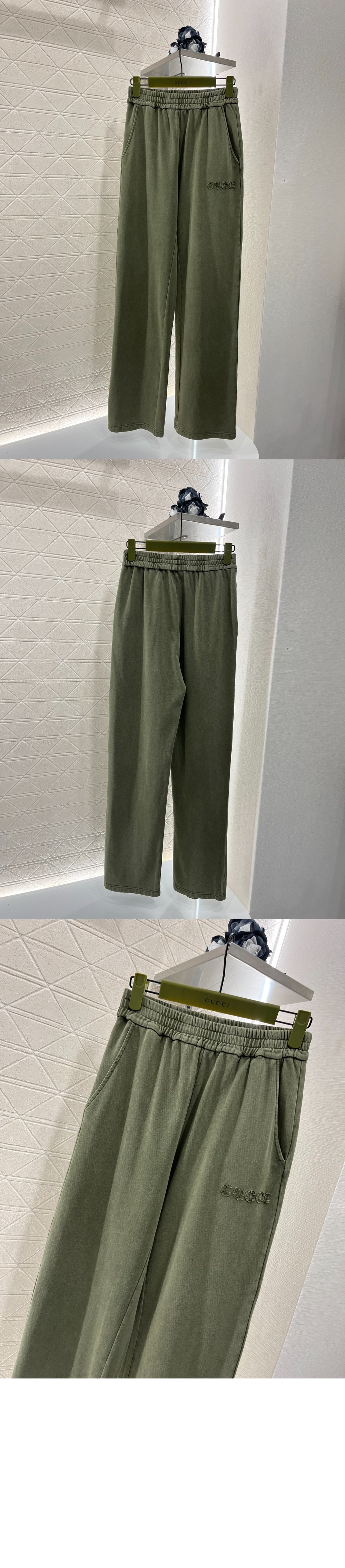 구찌 자수 코튼 조깅 팬츠