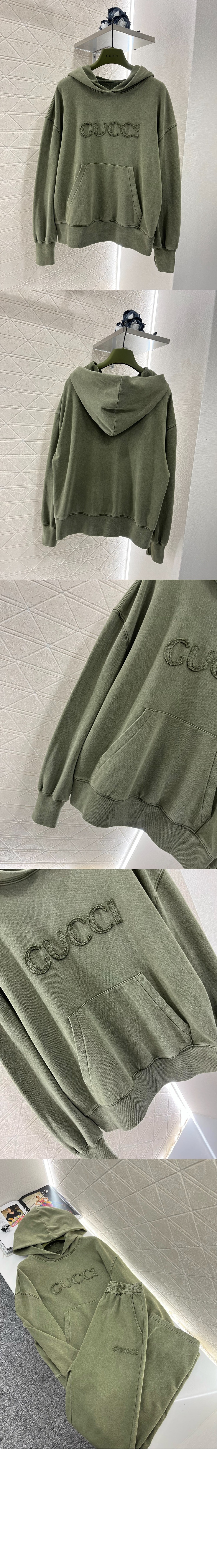 구찌 자수 코튼 저지 후드 스웨트셔츠