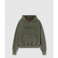 구찌 자수 코튼 저지 후드 스웨트셔츠