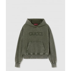 구찌 자수 코튼 저지 후드 스웨트셔츠