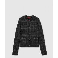 구찌 울 및 라메 체크 자카드 가디건