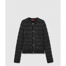 구찌 울 및 라메 체크 자카드 가디건