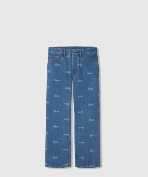 구찌 로우 웨이스트 크롭 데님 팬츠