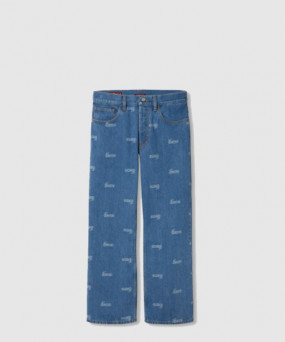 구찌 로우 웨이스트 크롭 데님 팬츠