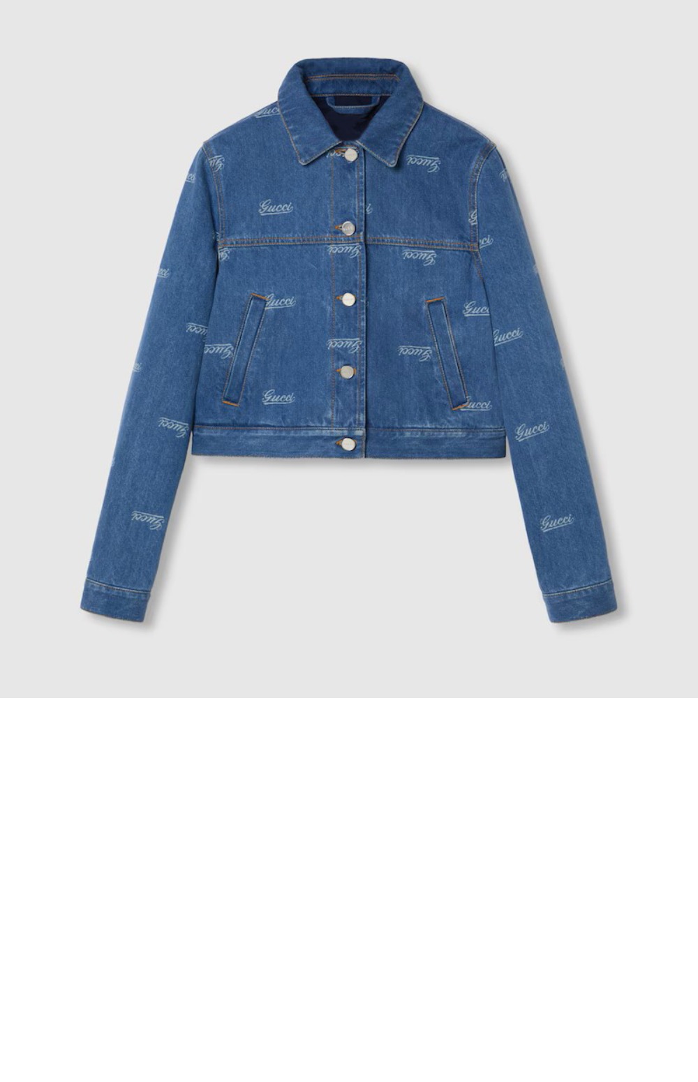 구찌 레이저 디테일의 데님 재킷