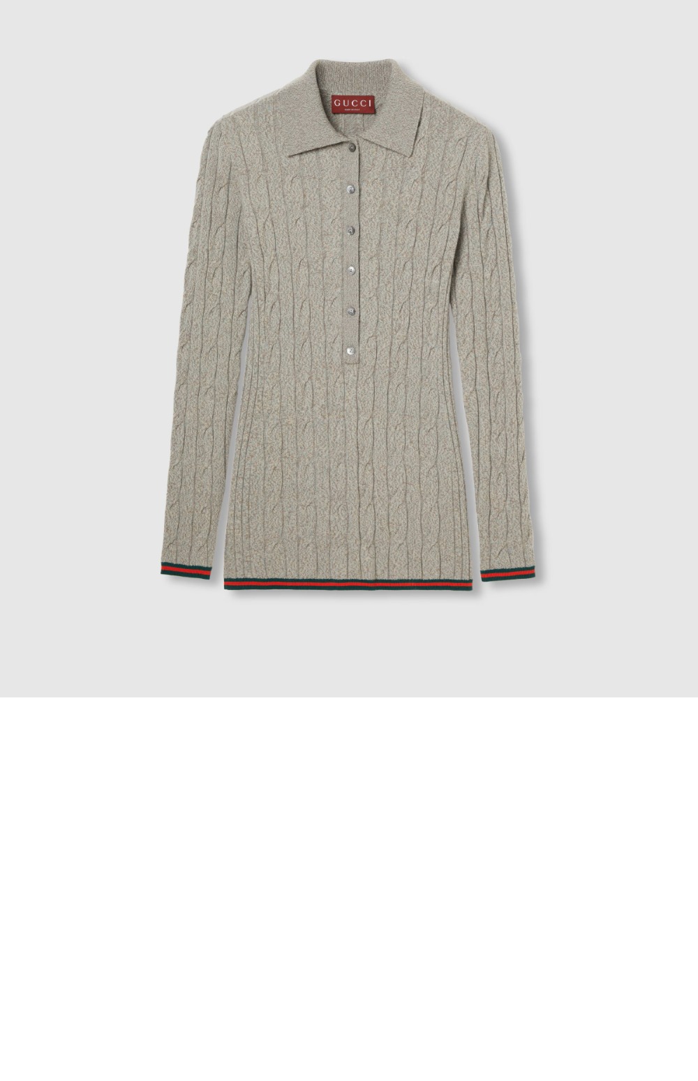 구찌 파인 케이블 및 리브 울 폴로 탑