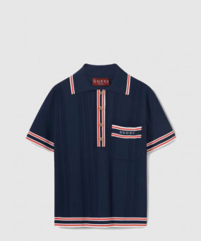 구찌 스트라이프 트리밍 폴로 탑