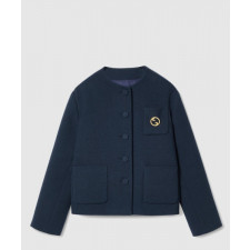 구찌 브로치 디테일의 코튼 트위드 재킷