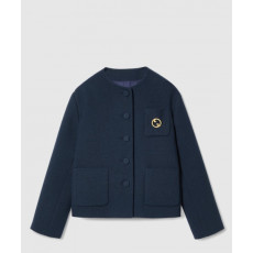 구찌 브로치 디테일의 코튼 트위드 재킷