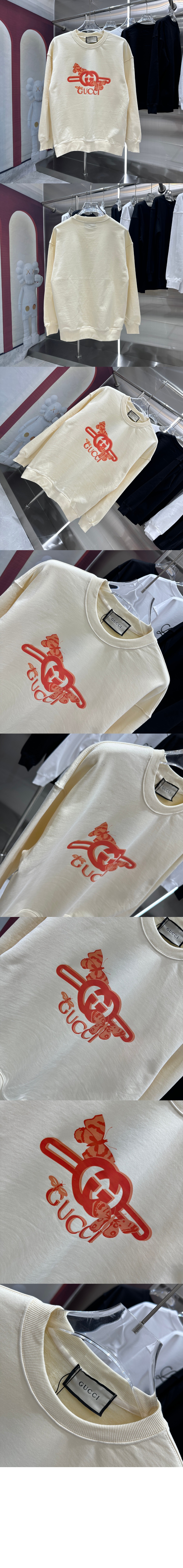 구찌 로고 프린트 면 톱