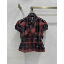 디올 체크 무늬 루즈핏 반팔 자켓