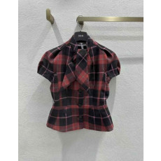 디올 체크 무늬 루즈핏 반팔 자켓