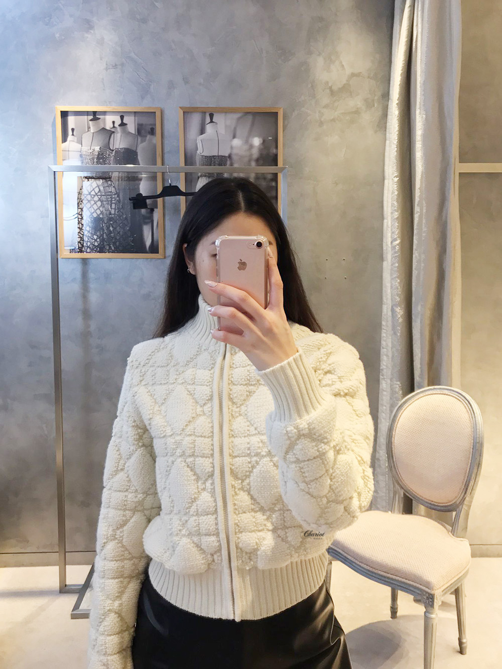 디올 매크로까나쥬 지퍼 가디건