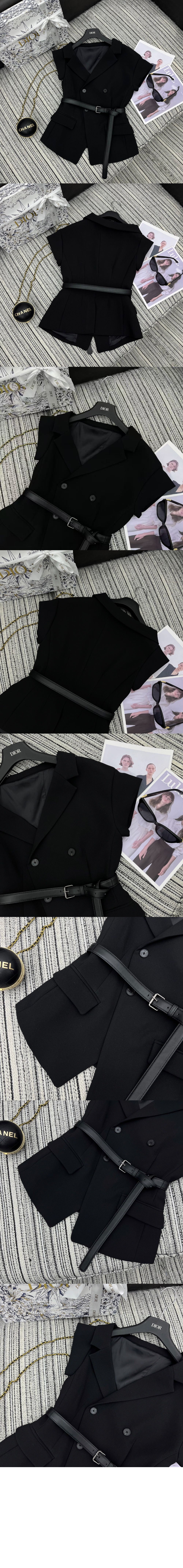 디올 벨트 언발란스 반소매 재킷