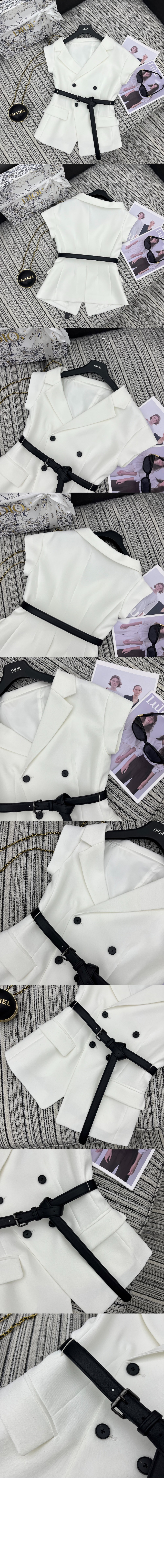 디올 벨트 언발란스 반소매 재킷