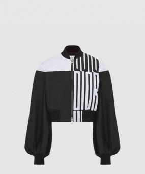 디올 비숍 슬리브 크롭 봄버 재킷