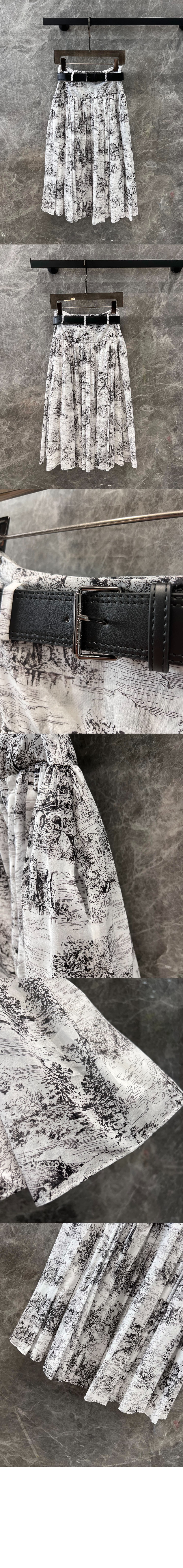 디올 벨트 미디 스커트