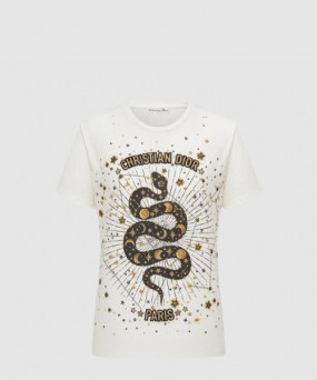 디올 코튼 저지 자수 티셔츠