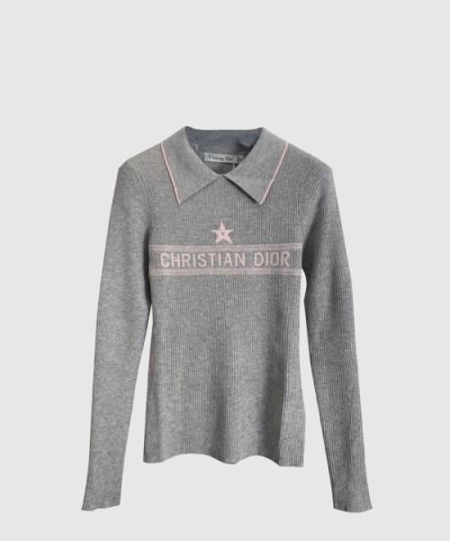 디올 프린트 니트 톱