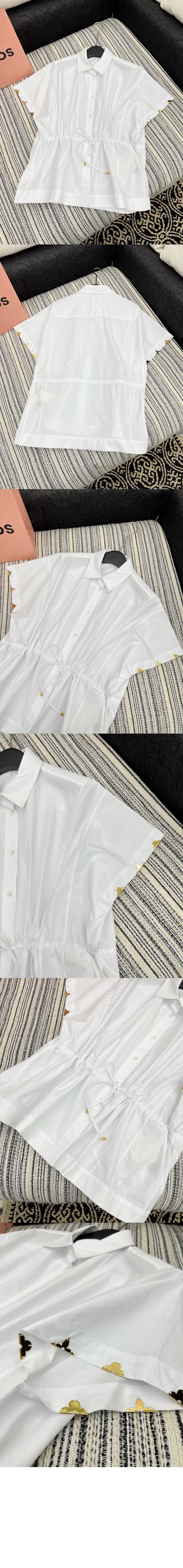 루이비통 드로스트링 웨이스트 코튼 포플린 셔츠