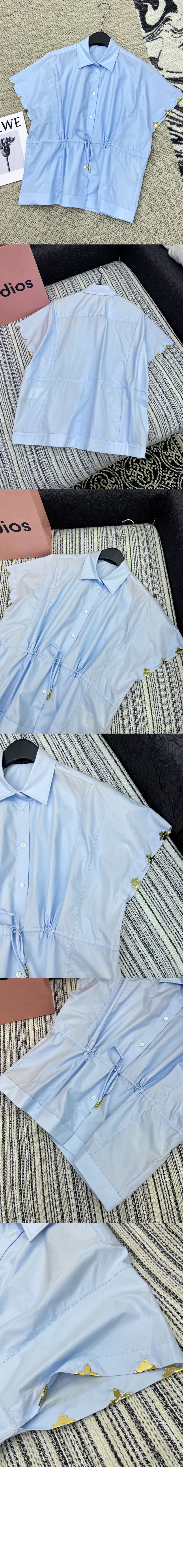 루이비통 드로스트링 웨이스트 코튼 포플린 셔츠