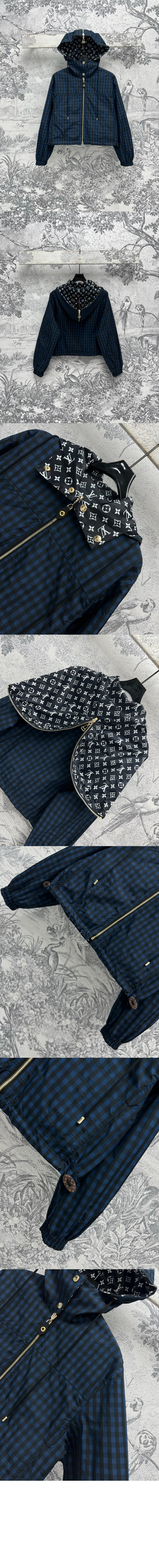 루이비통 후디드 체크 재킷