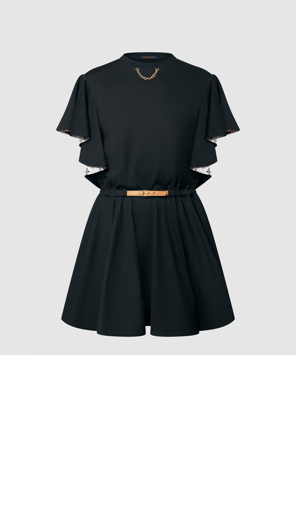 루이비통 플라운스 슬리브 벨티드 드레스