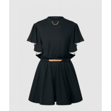 루이비통 플라운스 슬리브 벨티드 드레스