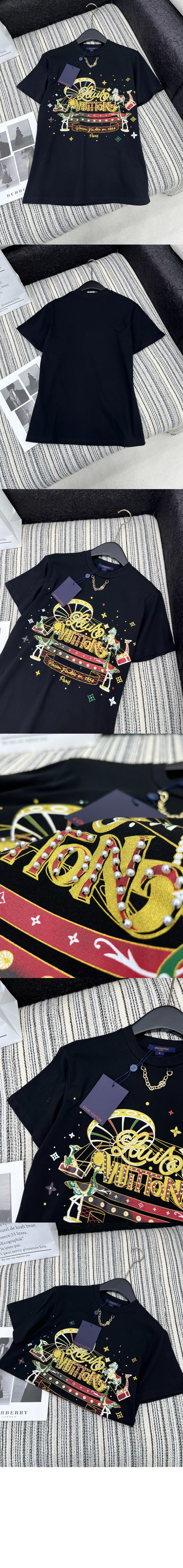 루이비통 로고 프린트 반팔