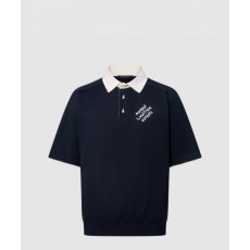 루이비통 엠브로이더드 쇼트 슬리브드 코튼 블렌드 폴로 셔츠
