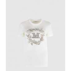 막스마라 로고 장식 크루넥 티셔츠