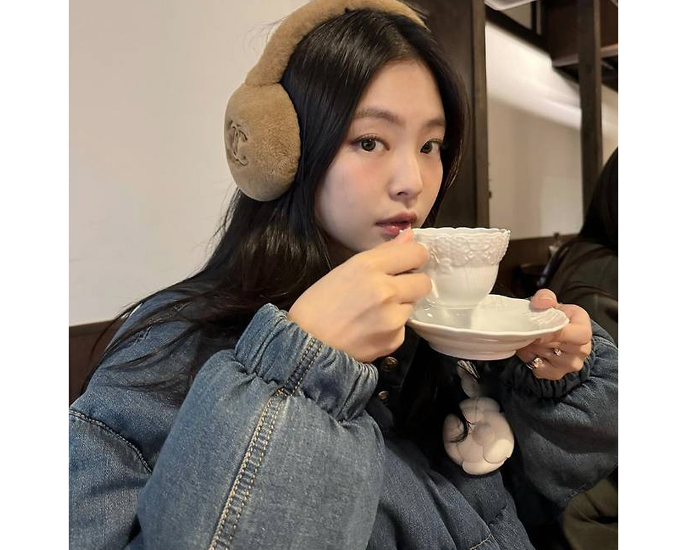 샤넬 이어머프 시어링 램스킨 귀마개 브라운