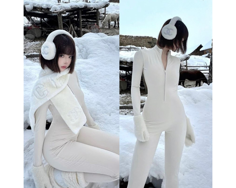 샤넬 이어머프 시어링 램스킨 귀마개 브라운