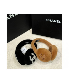 샤넬 이어머프 시어링 램스킨 귀마개 브라운