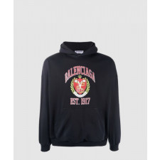 발렌시아가 로고 프린트 코튼 후디