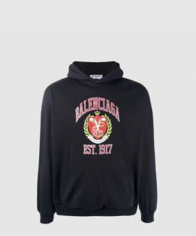 발렌시아가 로고 프린트 코튼 후디