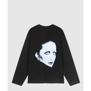 발렌시아가 로고 프린트 면 톱