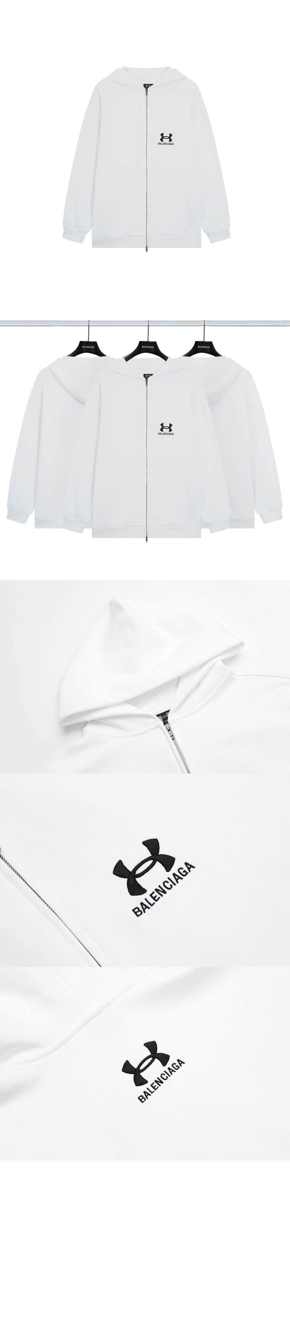 발렌시아가 레귤러 핏 집업 후디