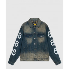 발렌시아가 로고 프린트 버튼 데님 재킷