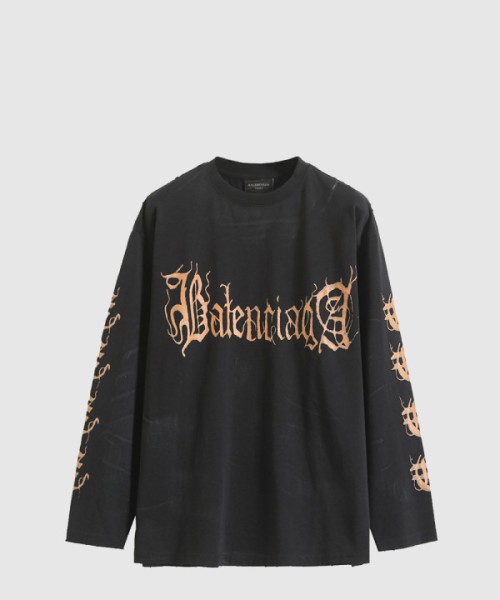 발렌시아가 로고 프린트 면 톱