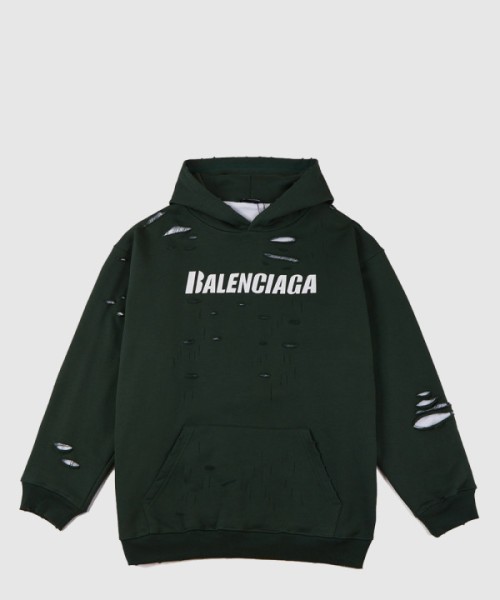 발렌시아가 로고 후드 긴팔