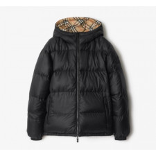 버버리 리버시블 체크 후드 퍼퍼 재킷