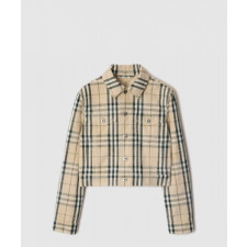 버버리 크롭 체크 데님 재킷