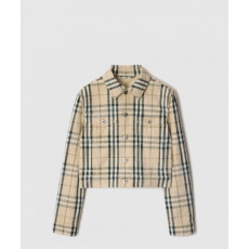 버버리 크롭 체크 데님 재킷