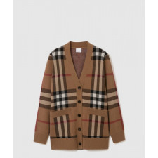버버리 체크 울 캐시미어 가디건